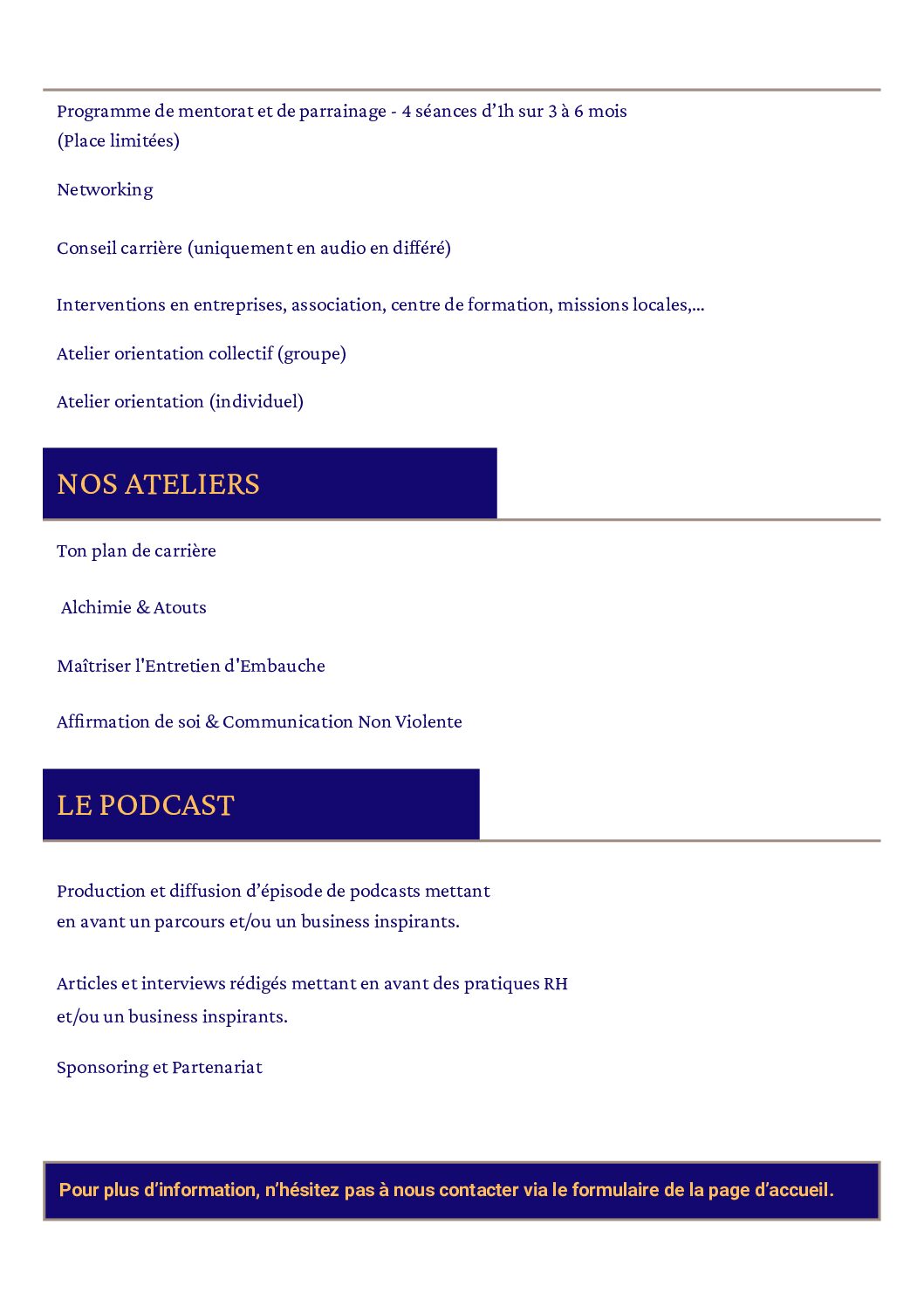Services proposés par IFBD